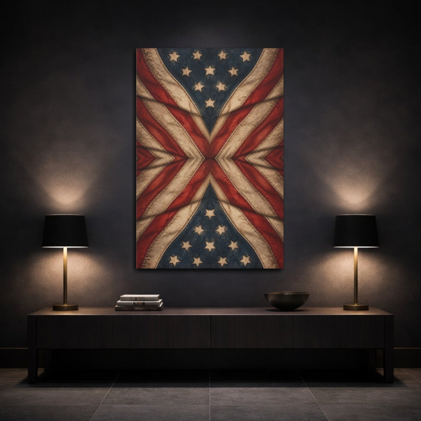 Vintage Stars And Stripes Flag Canvas Print – Living Room, Large Wall - YesArtYes