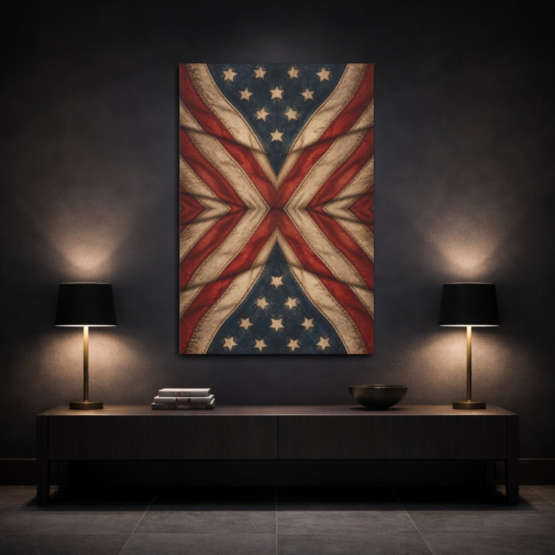 Vintage Stars And Stripes Flag Canvas Print – Living Room, Large Wall - YesArtYes