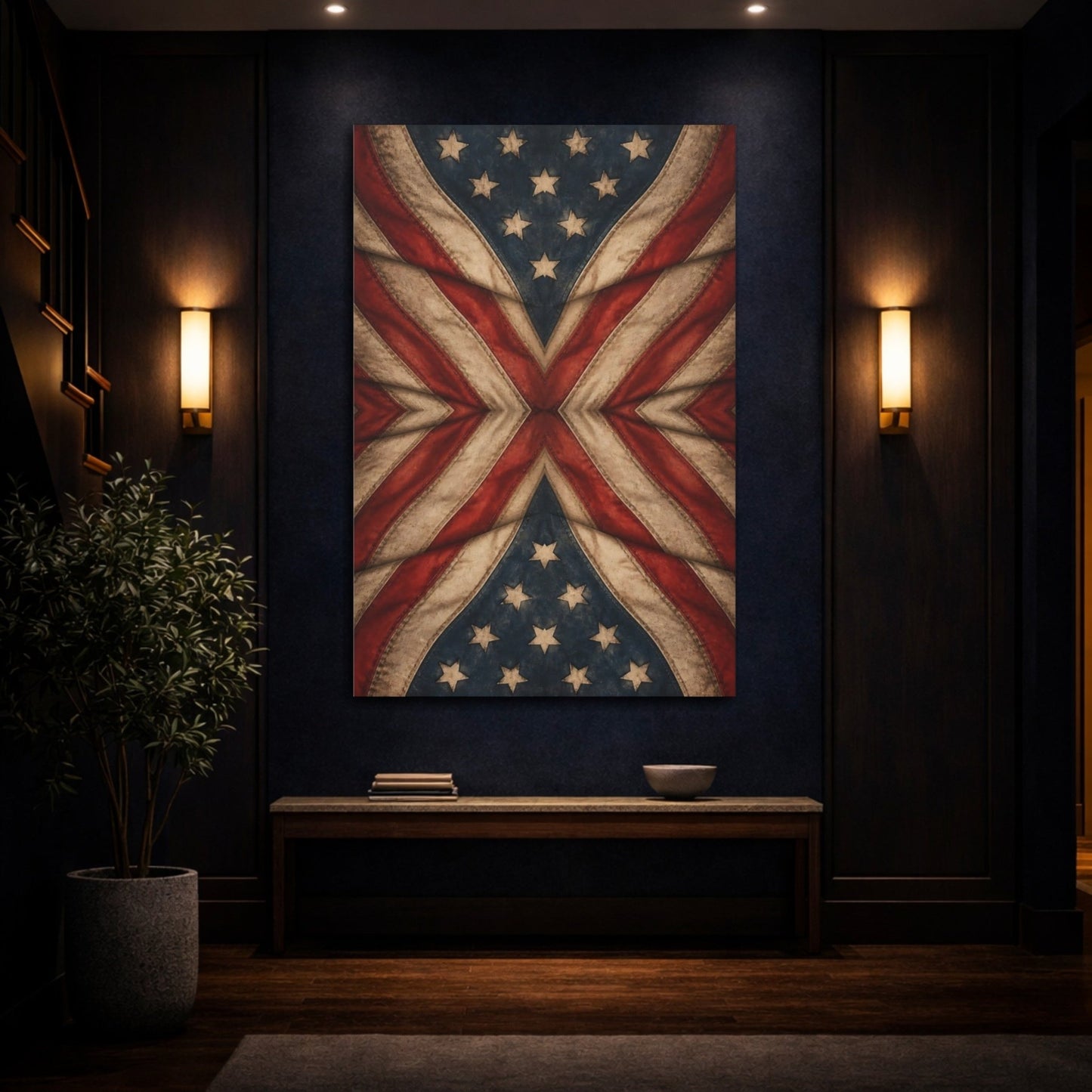 Vintage Stars And Stripes Flag Canvas Print – Living Room, Large Wall - YesArtYes