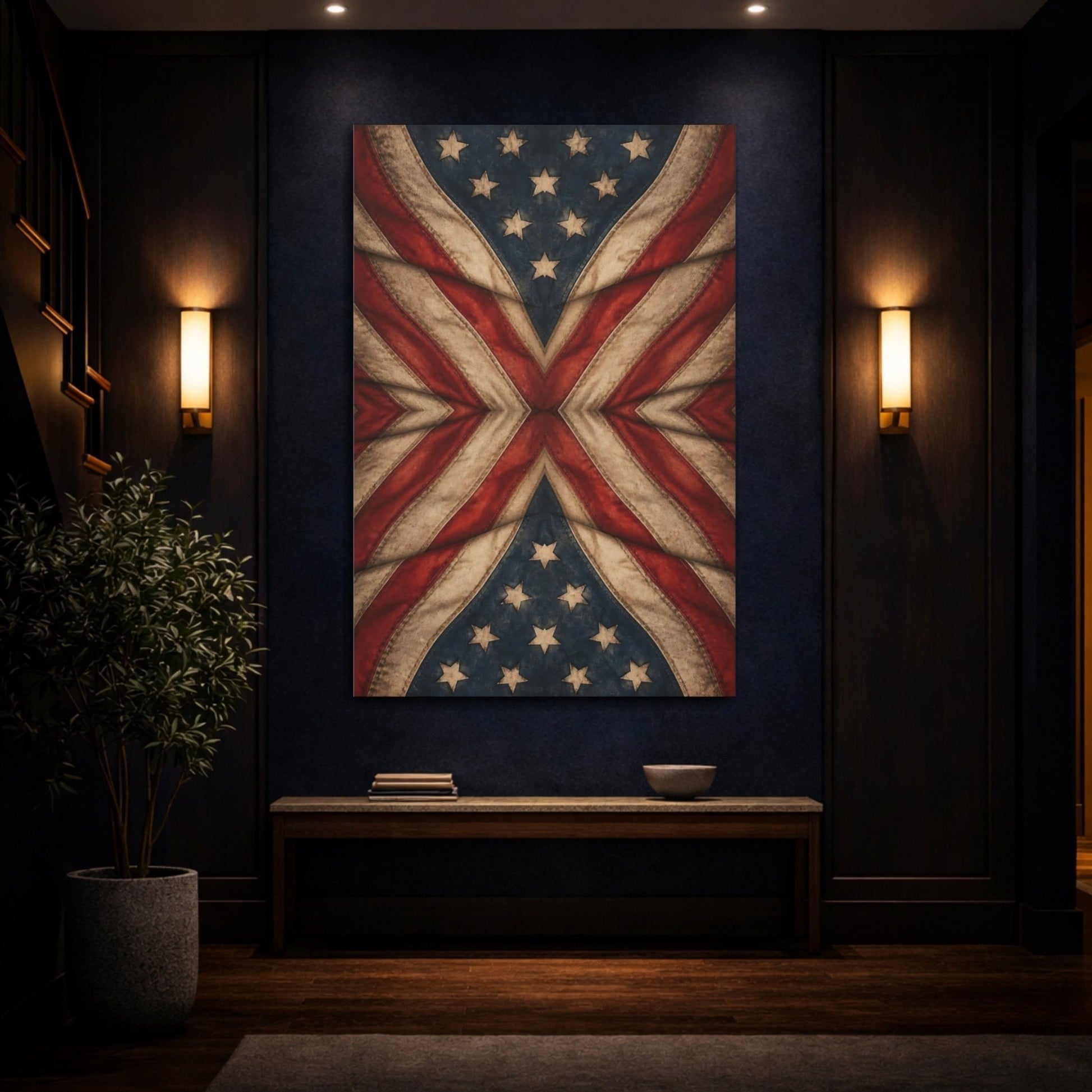 Vintage Stars And Stripes Flag Canvas Print – Living Room, Large Wall - YesArtYes