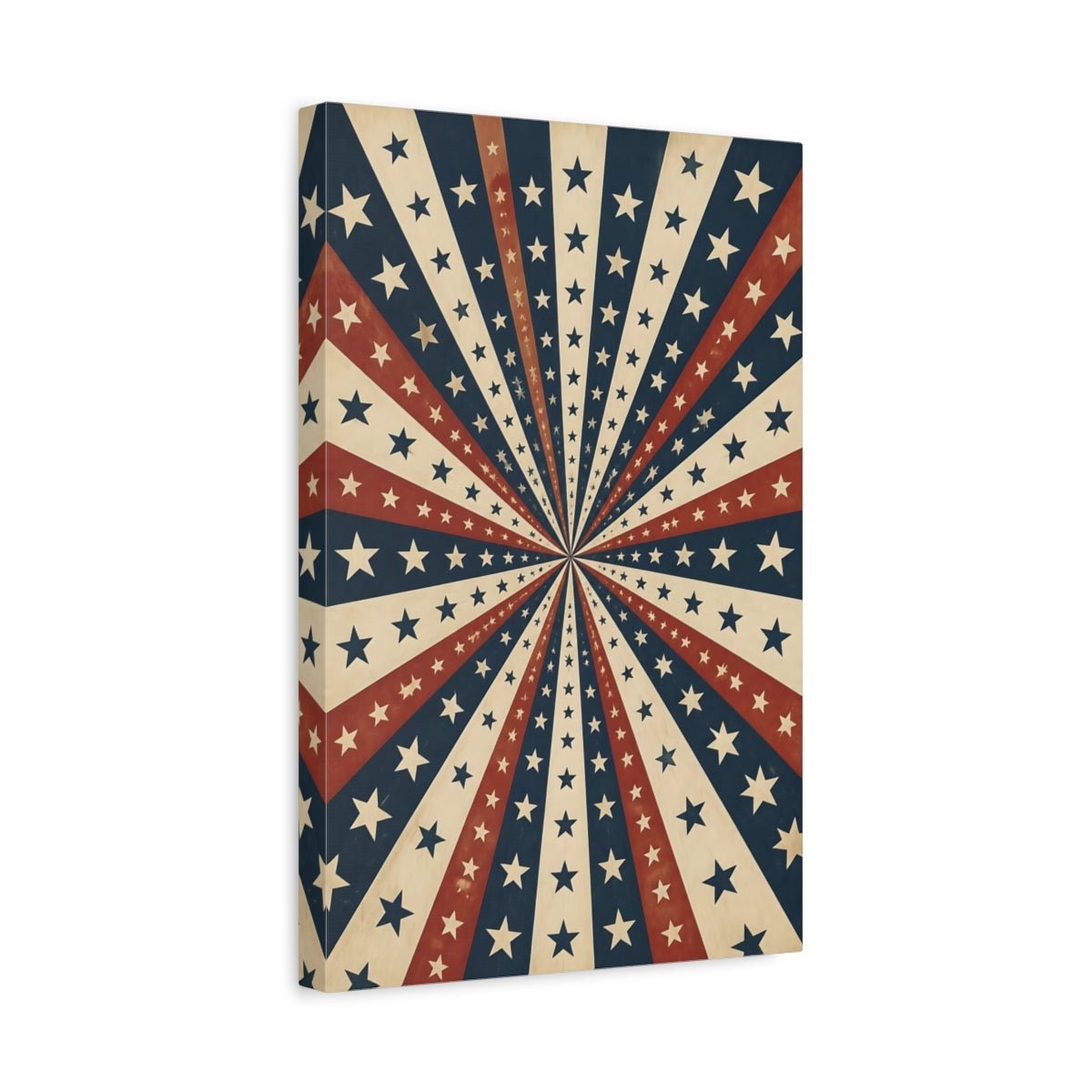 Vintage Stars Red Blue Canvas Print – Living Room, Above Console Table - YesArtYes