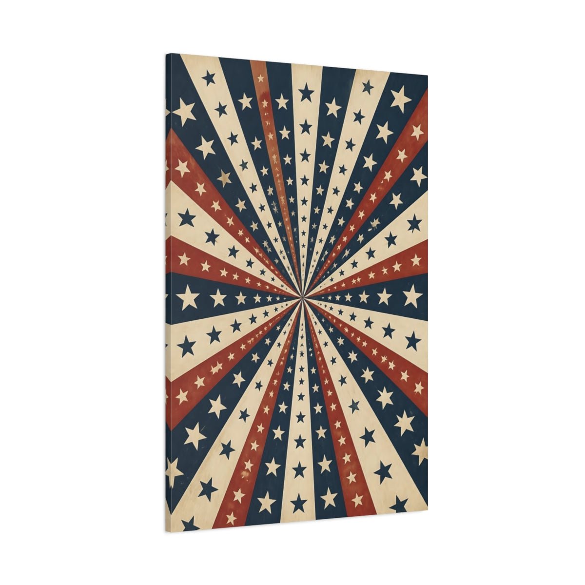 Vintage Stars Red Blue Canvas Print – Living Room, Above Console Table - YesArtYes