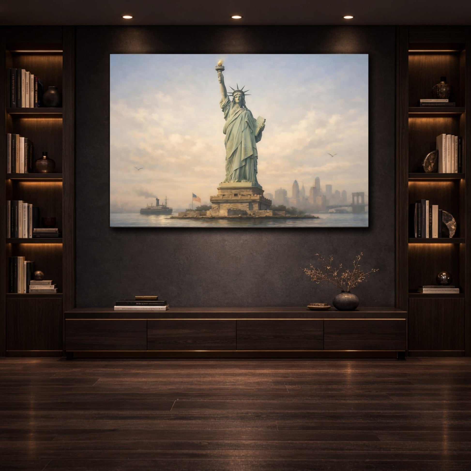 Vintage Statue Of Liberty Art - Canvas Wall Art Print - YesArtYes