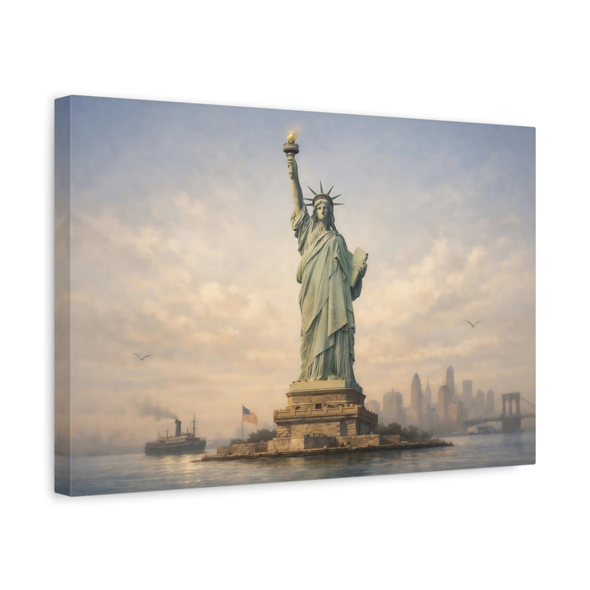 Vintage Statue Of Liberty Art - Canvas Wall Art Print - YesArtYes