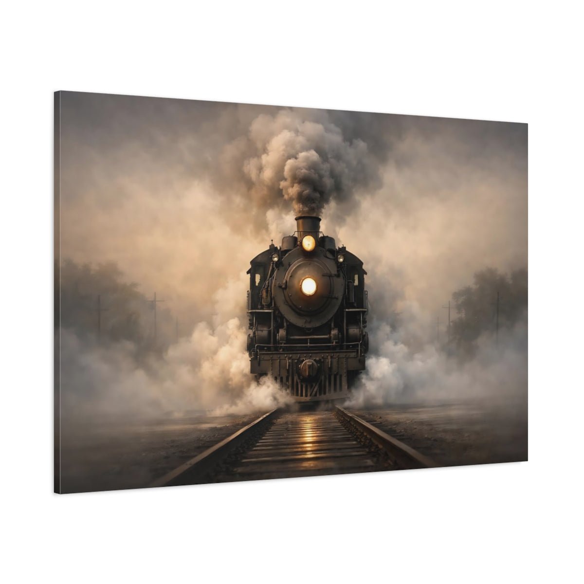 Vintage Steam Train - Canvas Wall Art Print - YesArtYes