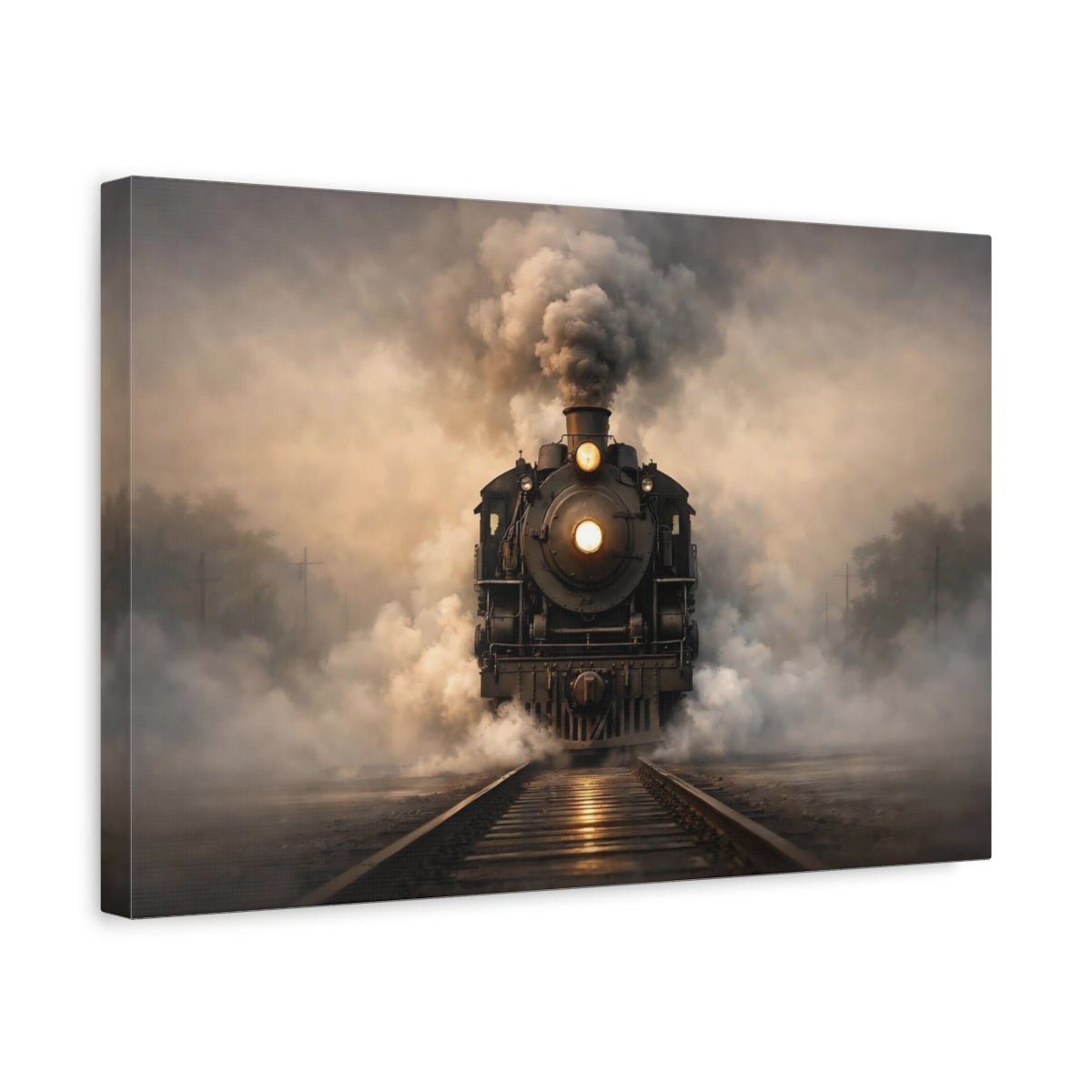 Vintage Steam Train - Canvas Wall Art Print - YesArtYes