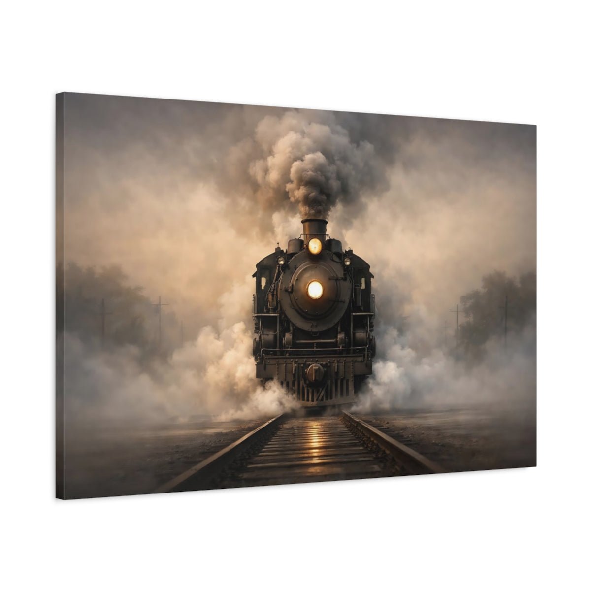 Vintage Steam Train - Canvas Wall Art Print - YesArtYes