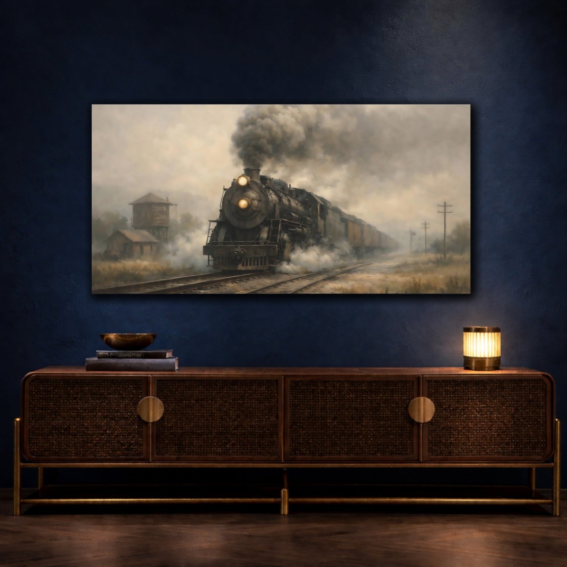 Vintage Steam Train - Canvas Wall Art Print - YesArtYes