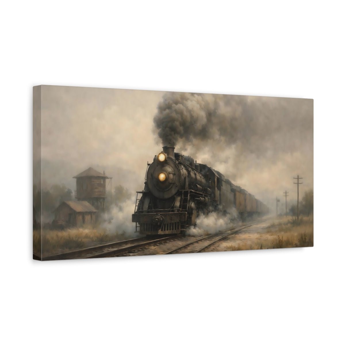 Vintage Steam Train - Canvas Wall Art Print - YesArtYes