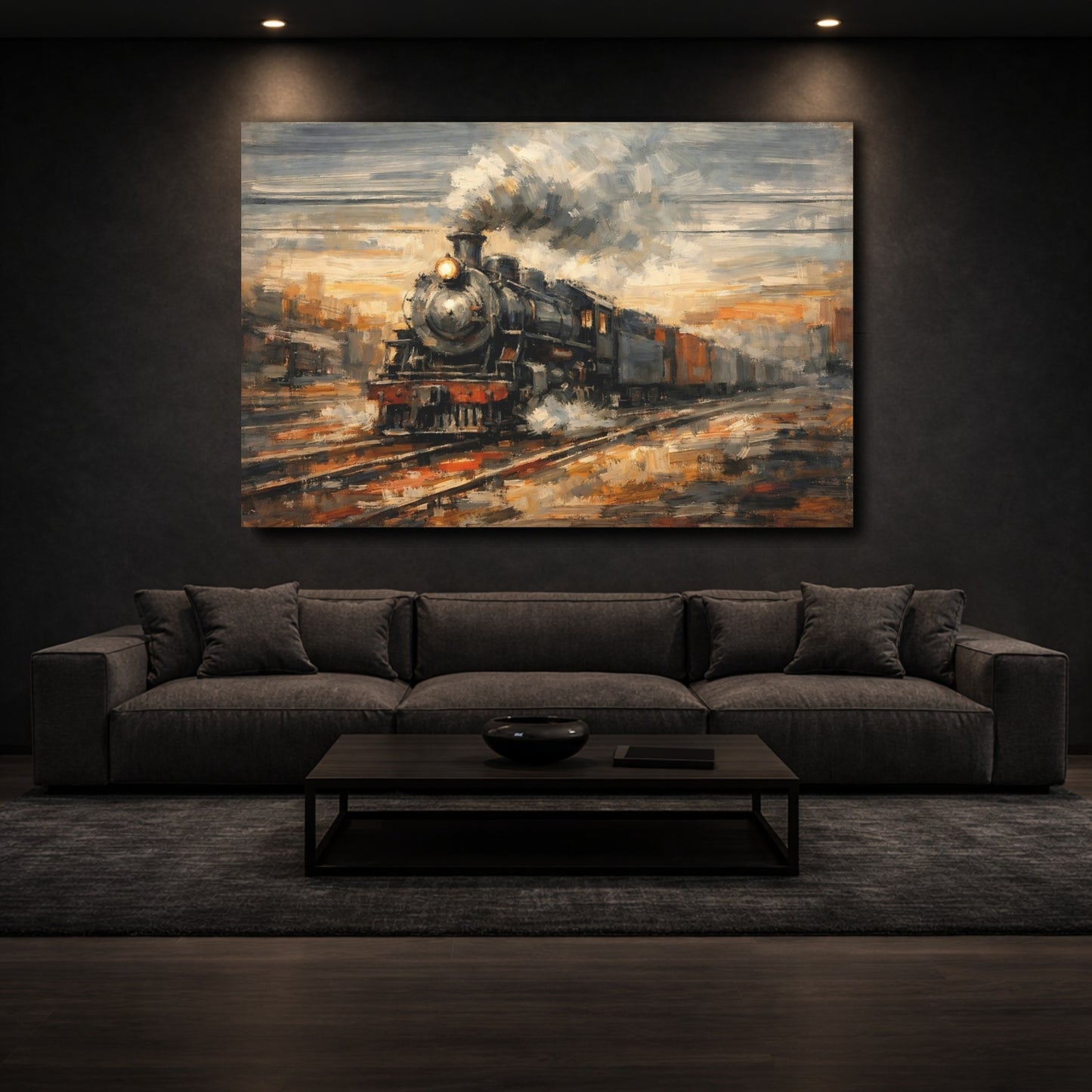 Mockup 2. Vintage Steam Train Vintage Steam Train shown as stretched canvas wall art