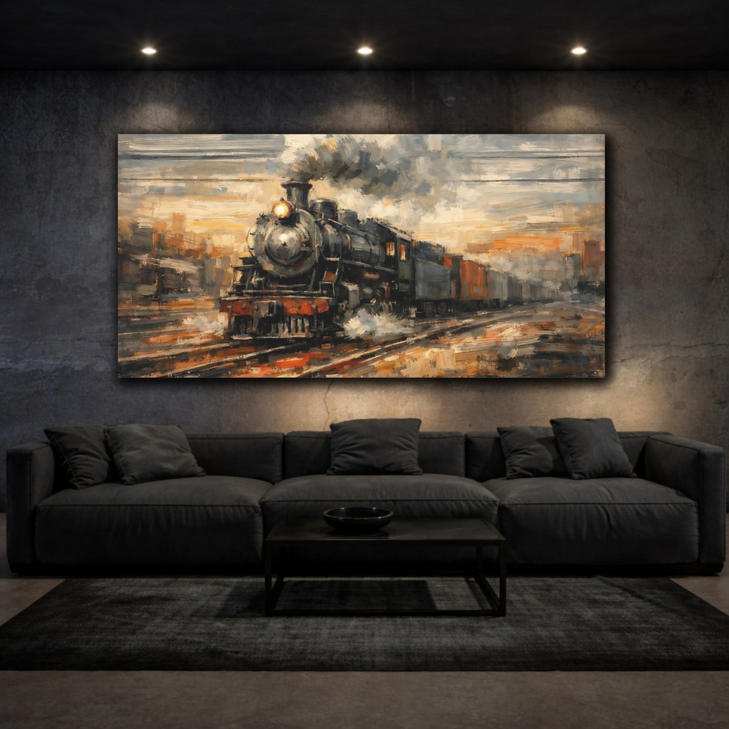 Mockup 2. Vintage Steam Train Vintage Steam Train shown as stretched canvas wall art