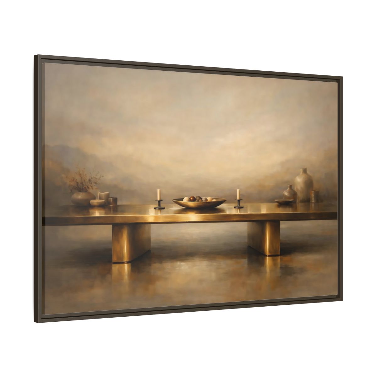 Main Mockup. Vintage Still Life Gold Still Life shown as stretched canvas wall art
