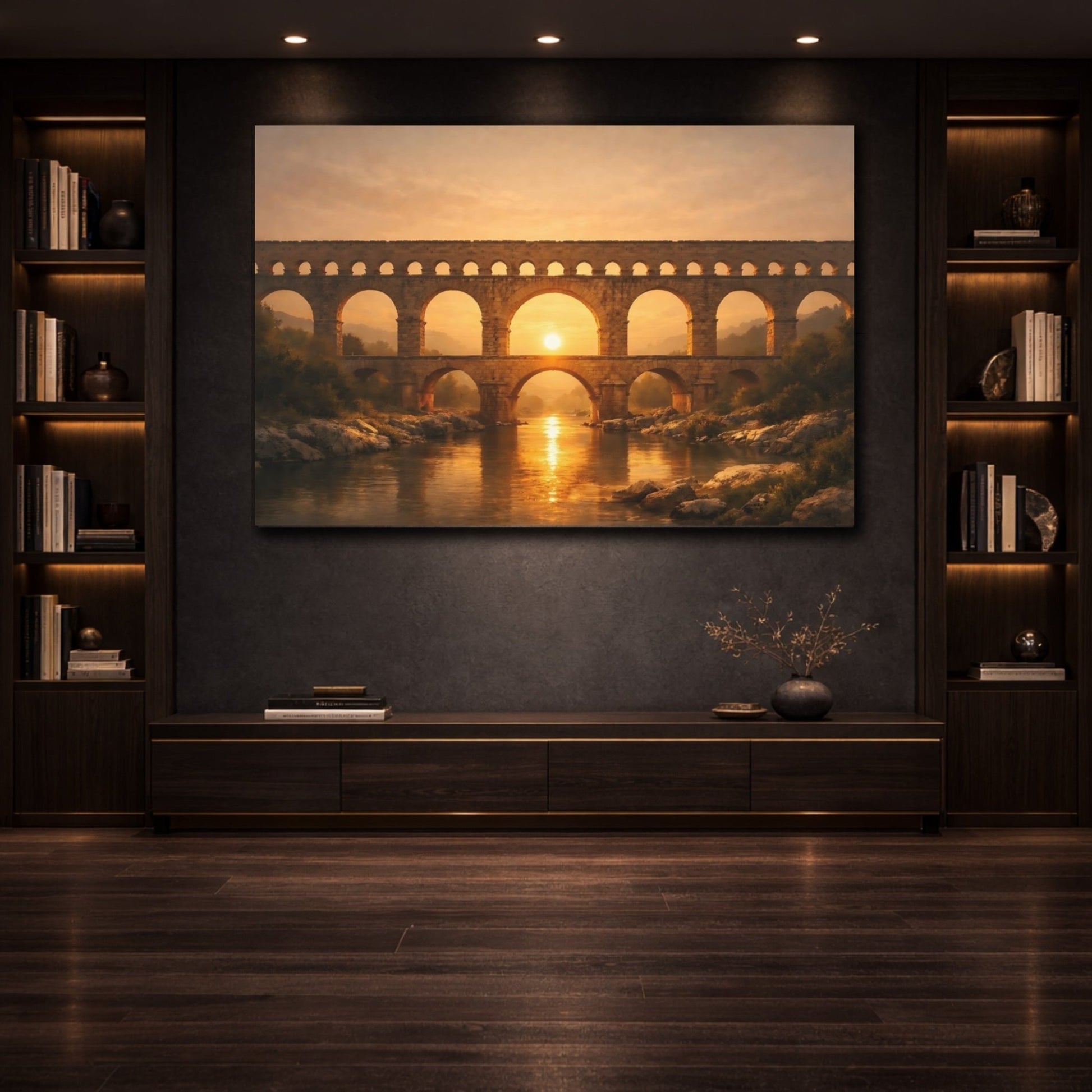 Vintage Stone Aqueduct Golden - Canvas Wall Art Print - YesArtYes