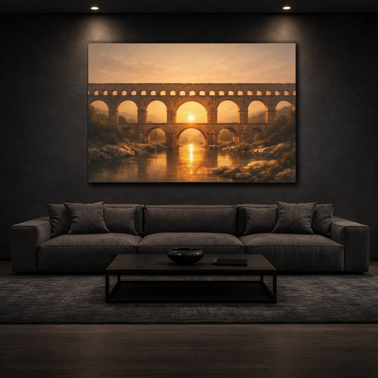 Vintage Stone Aqueduct Golden - Canvas Wall Art Print - YesArtYes
