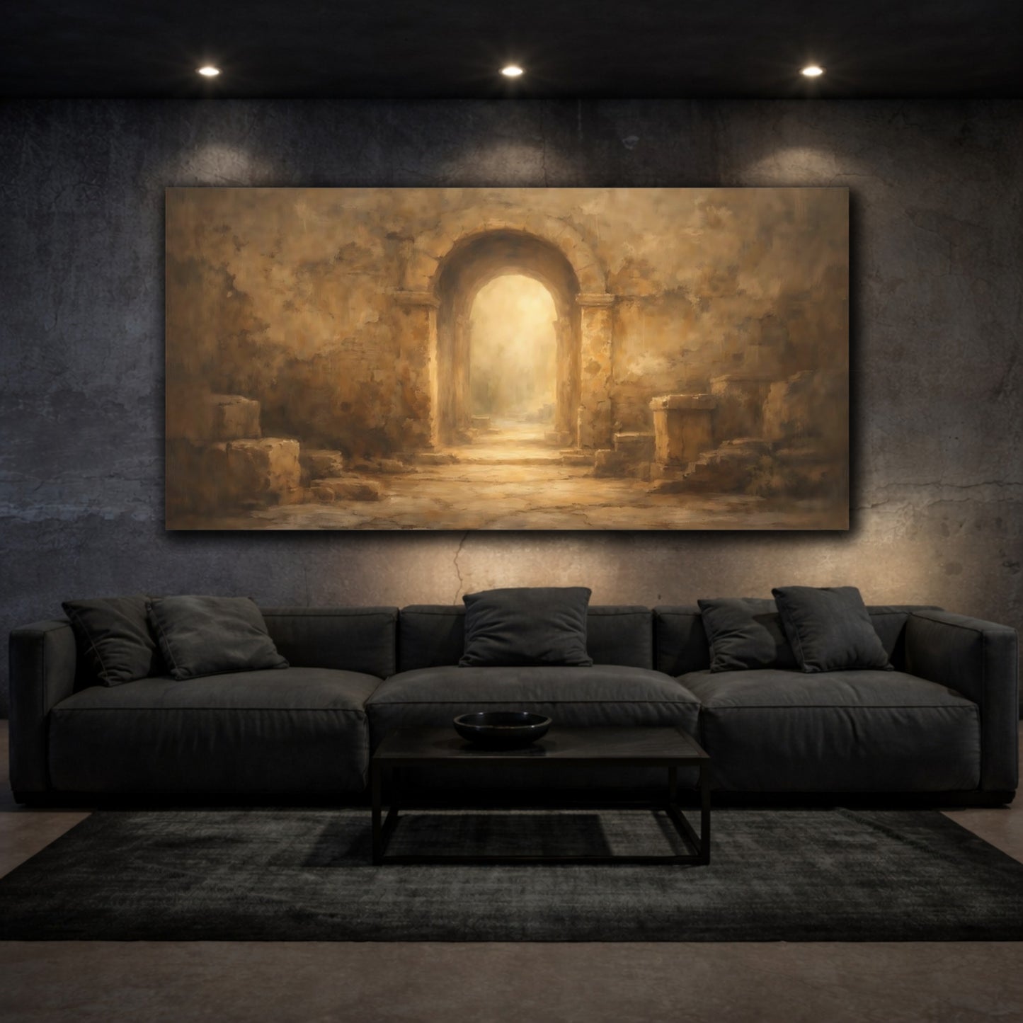 Mockup 2. Vintage Stone Arch Ancient Stone Arch shown as stretched canvas wall art