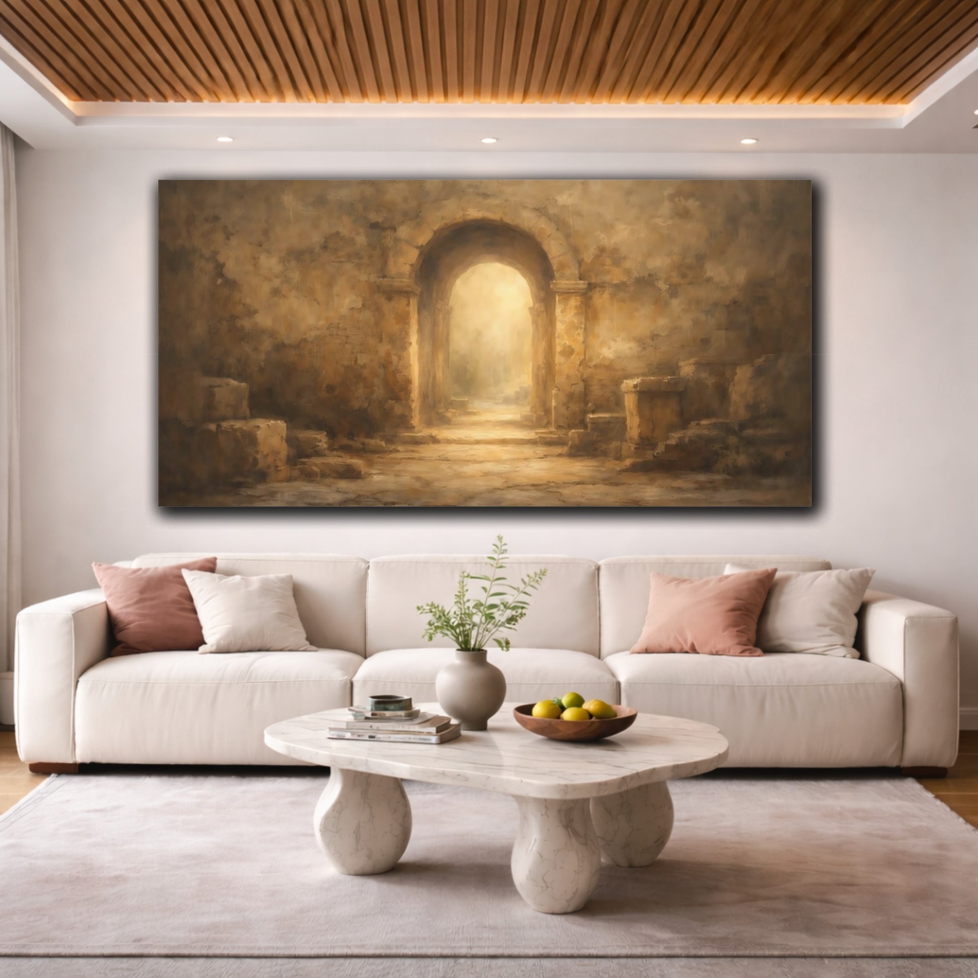Mockup 3. Vintage Stone Arch Ancient Stone Arch shown as stretched canvas wall art