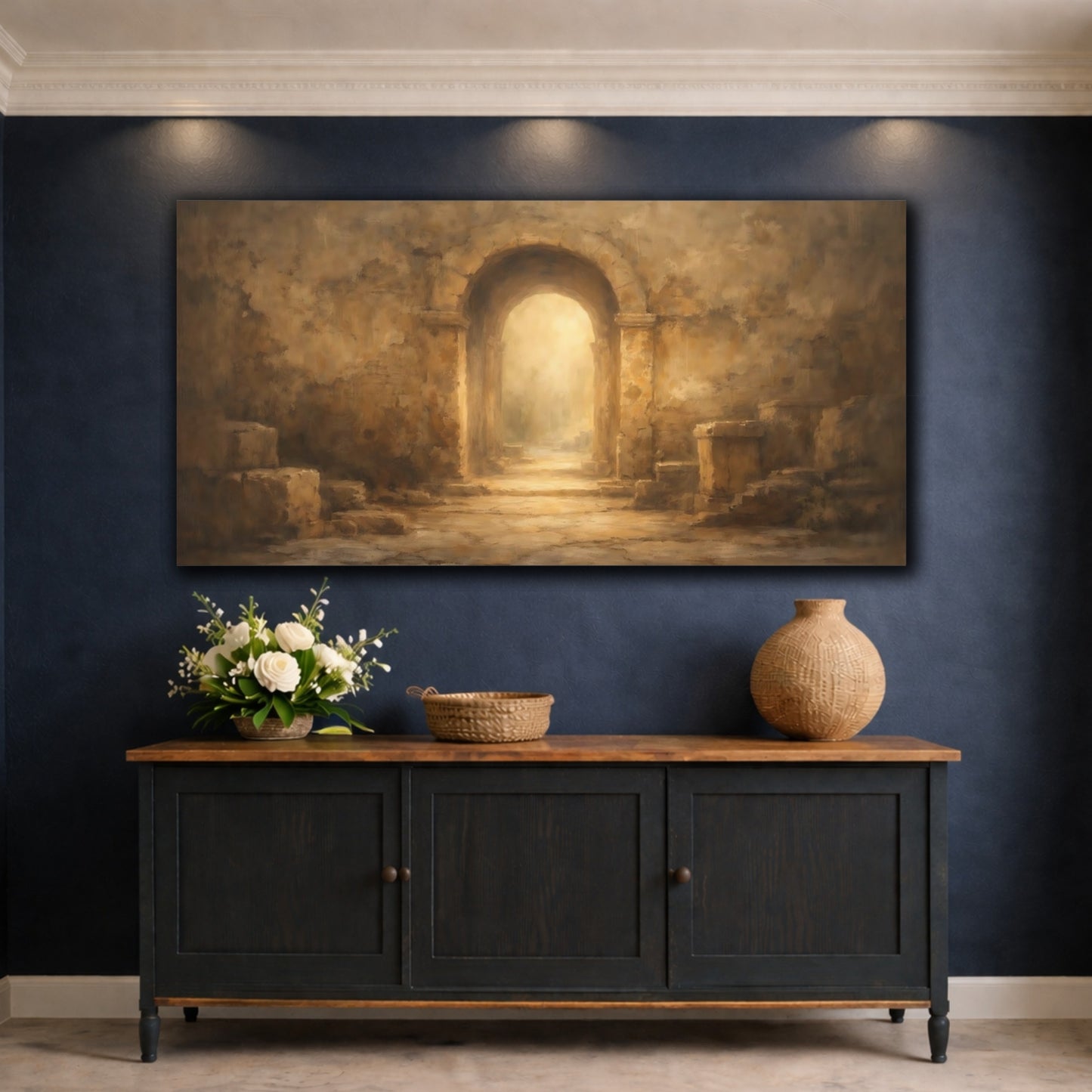 Mockup 4. Vintage Stone Arch Ancient Stone Arch shown as stretched canvas wall art