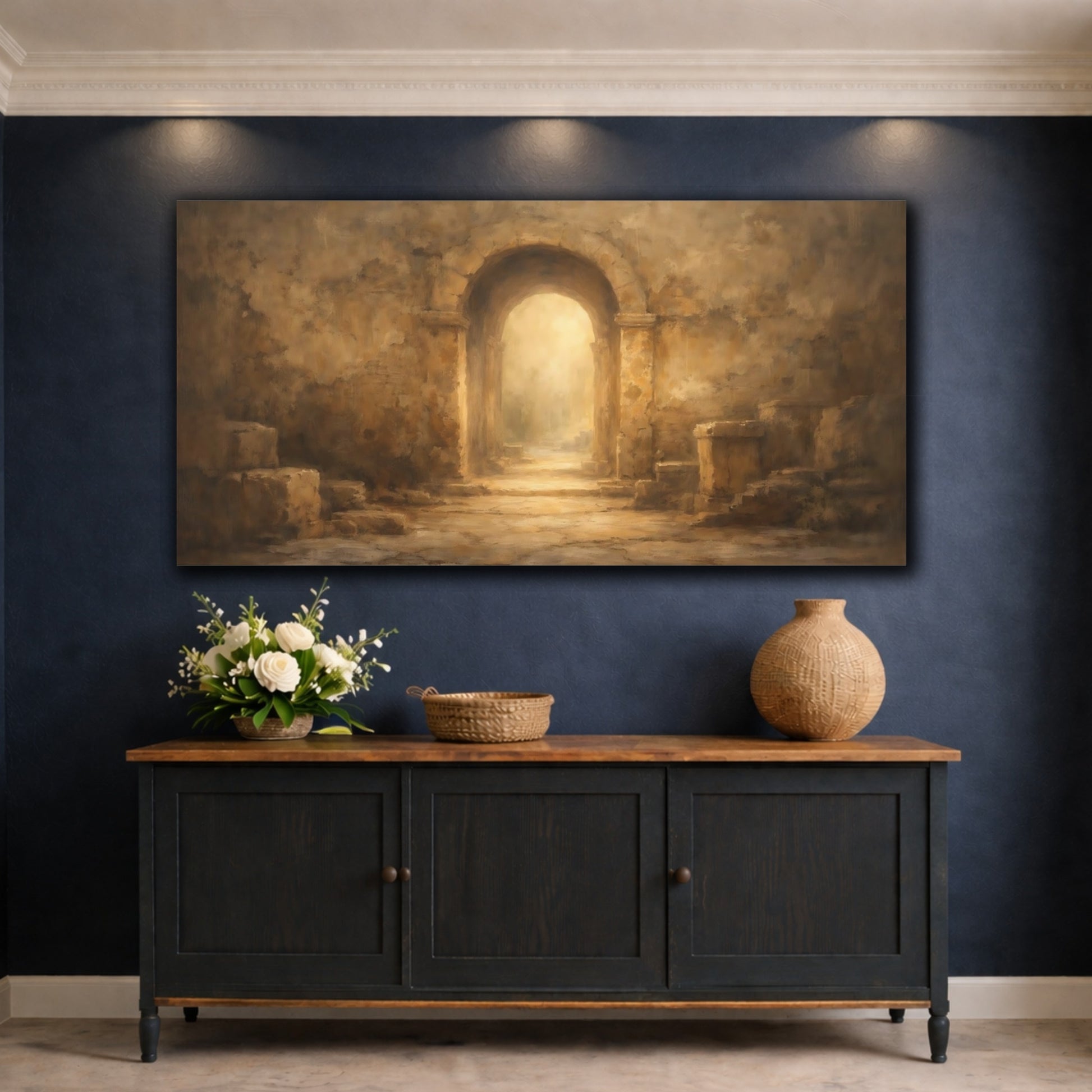 Mockup 4. Vintage Stone Arch Ancient Stone Arch shown as stretched canvas wall art