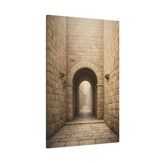 Vintage Stone Archway Brown And Beige shown as stretched canvas wall art