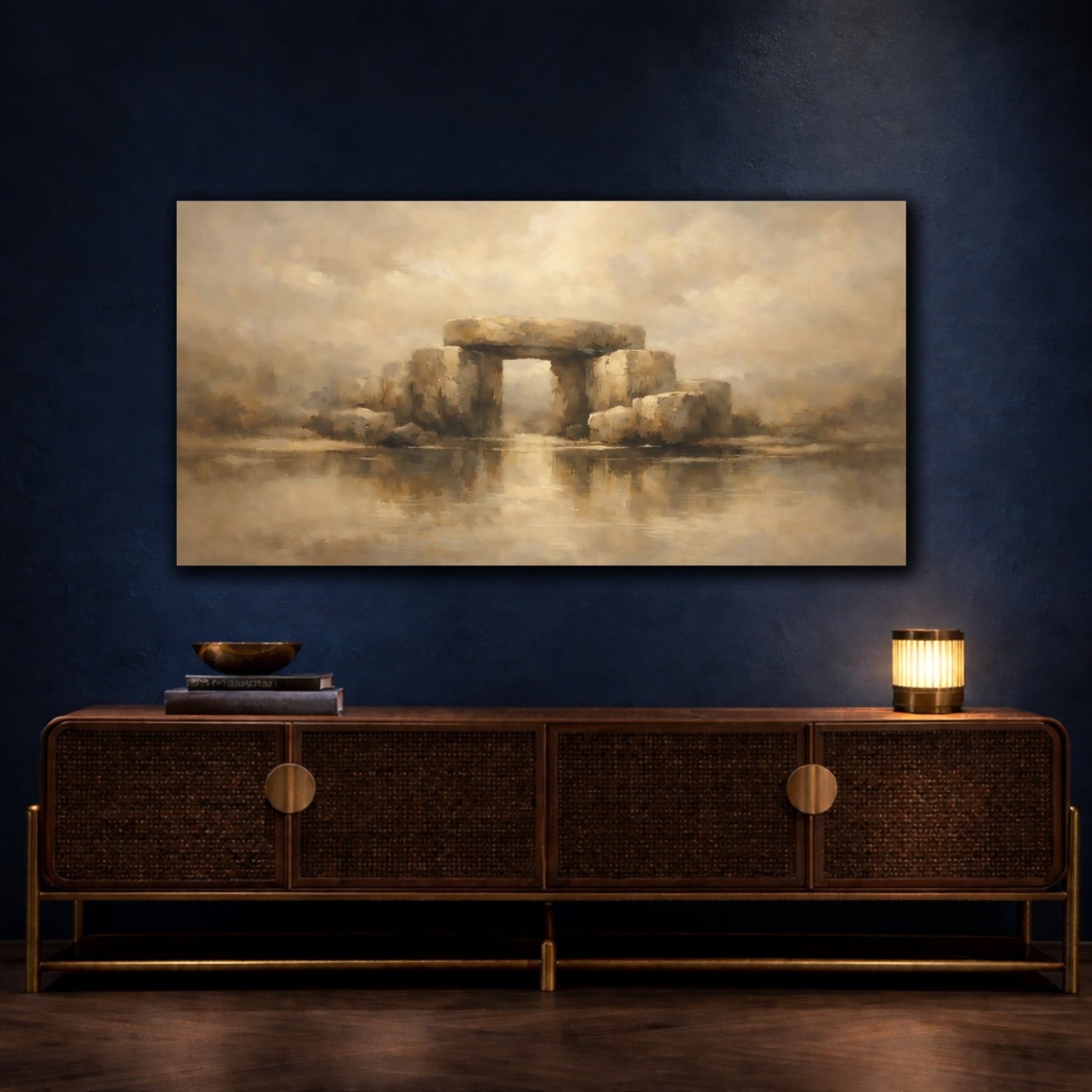 Vintage Stone Monument Earthy Tones - Canvas Wall Art Print - YesArtYes