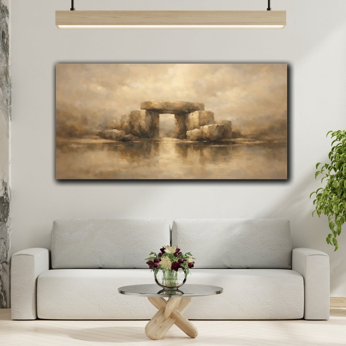Vintage Stone Monument Earthy Tones - Canvas Wall Art Print - YesArtYes