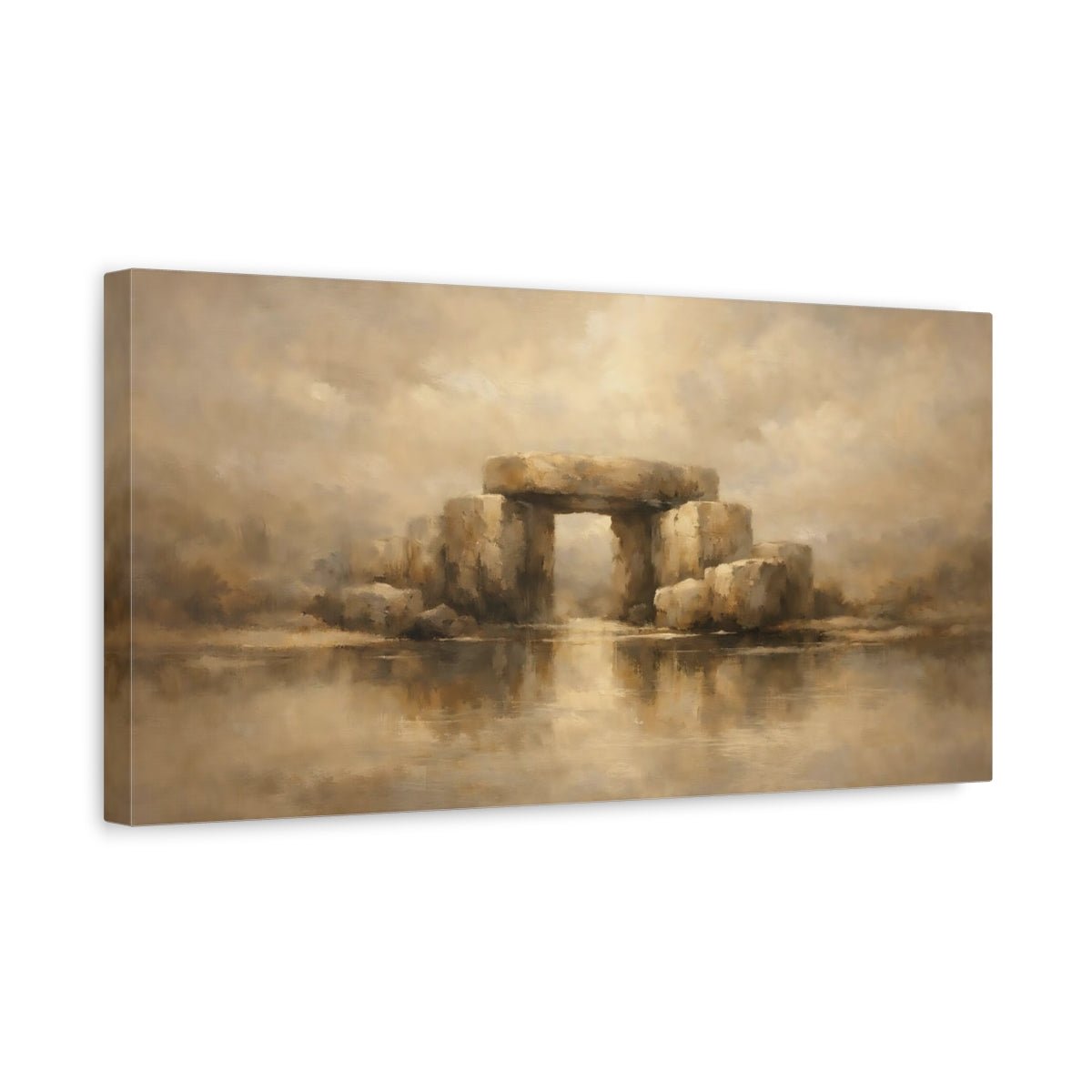 Vintage Stone Monument Earthy Tones - Canvas Wall Art Print - YesArtYes