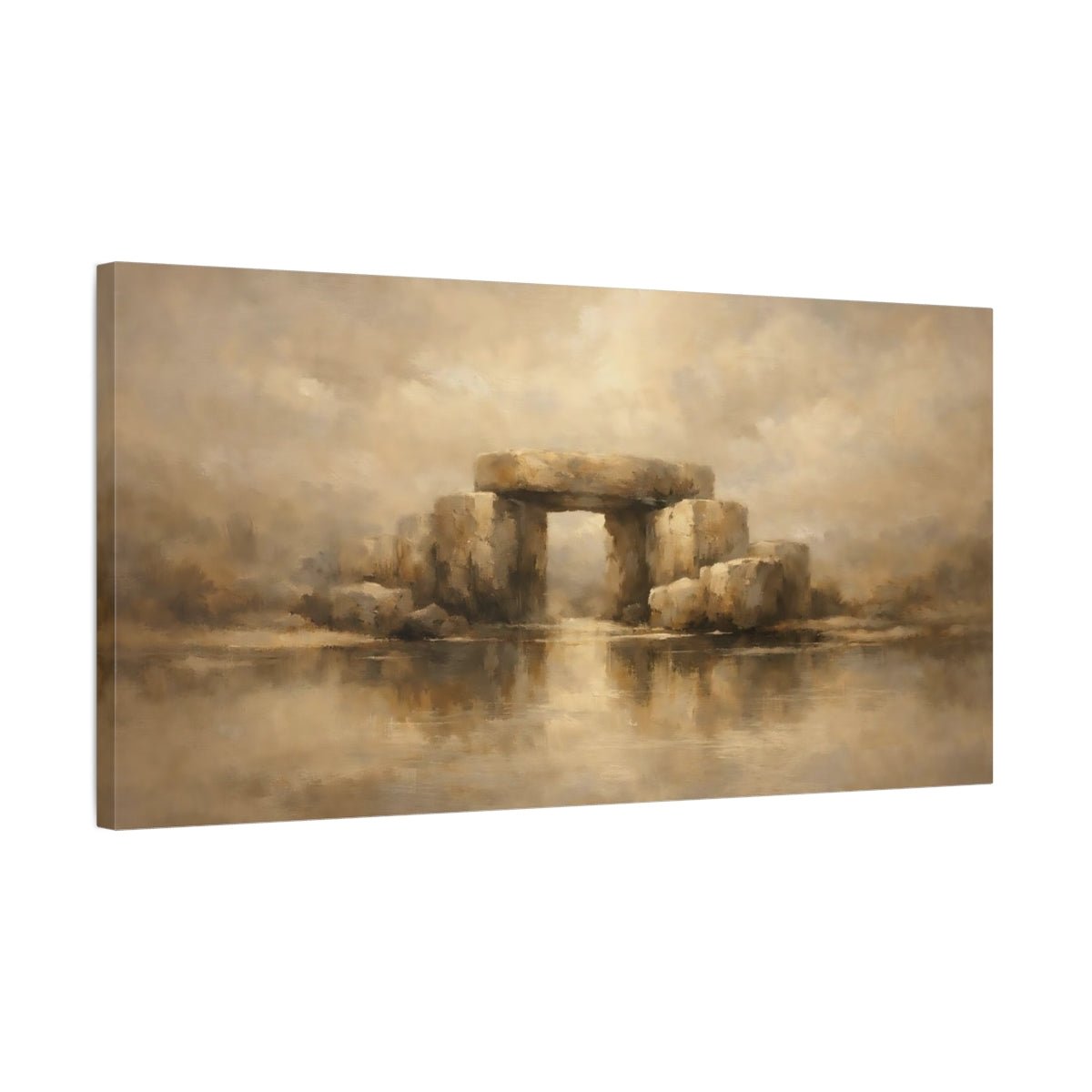 Vintage Stone Monument Earthy Tones - Canvas Wall Art Print - YesArtYes