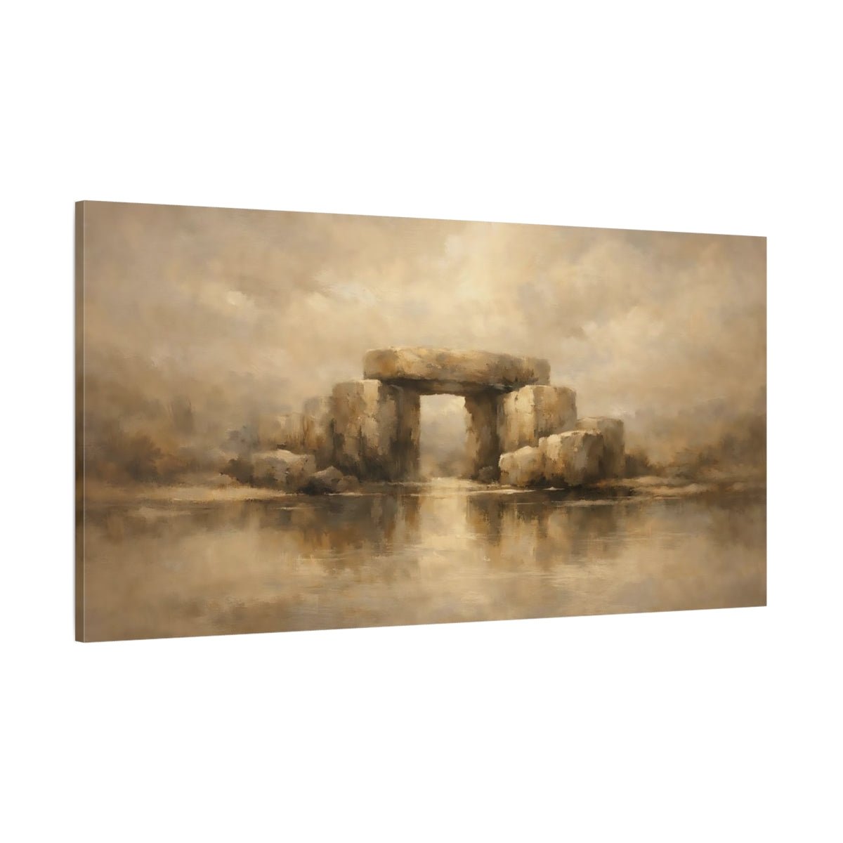 Vintage Stone Monument Earthy Tones - Canvas Wall Art Print - YesArtYes