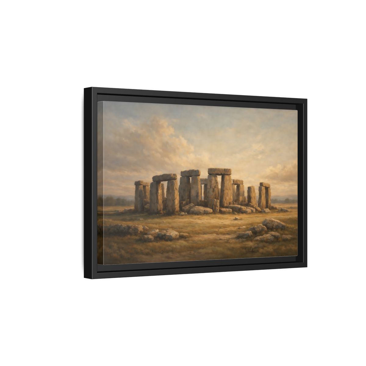 Side Mockup 6. Vintage Stonehenge Stonehenge Landscape shown as stretched canvas wall art