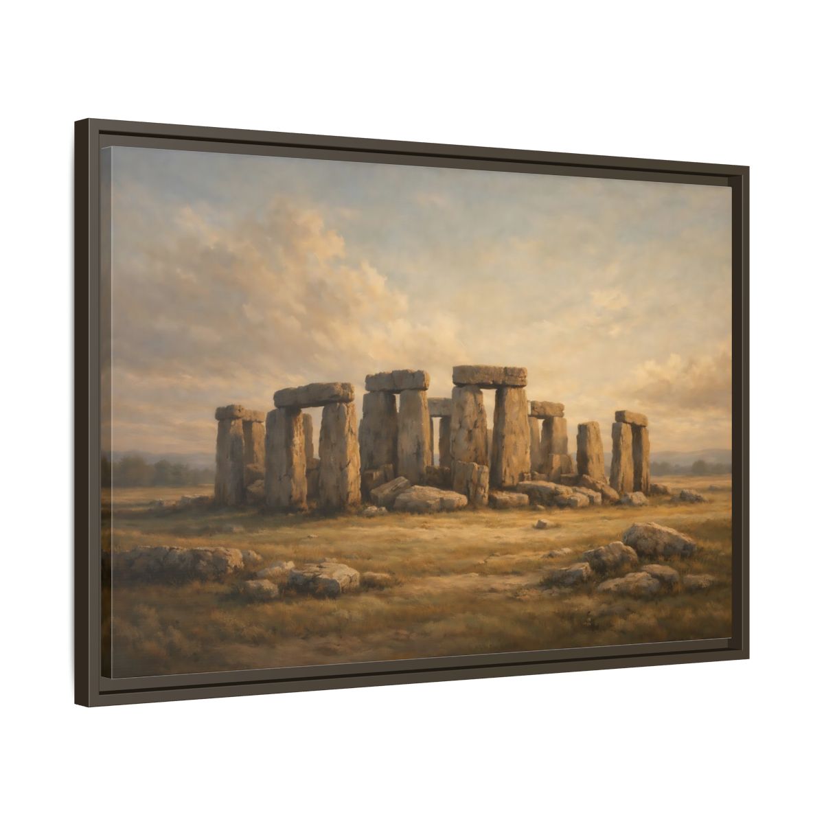 Side Mockup 11. Vintage Stonehenge Stonehenge Landscape shown as stretched canvas wall art