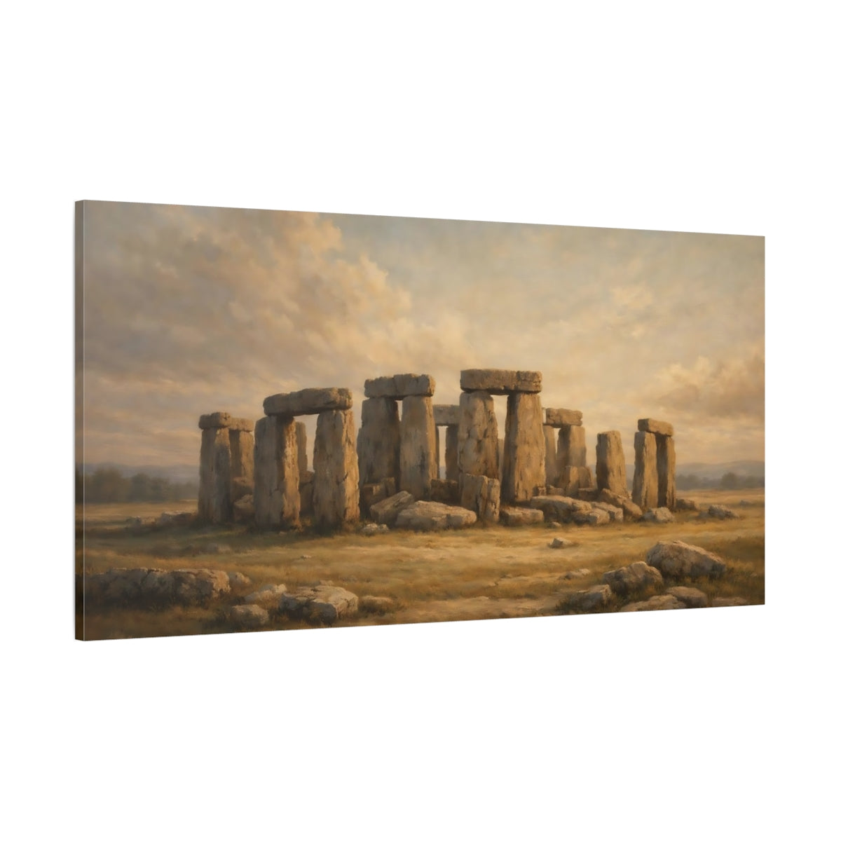 Main Mockup. Vintage Stonehenge Stonehenge Art shown as stretched canvas wall art