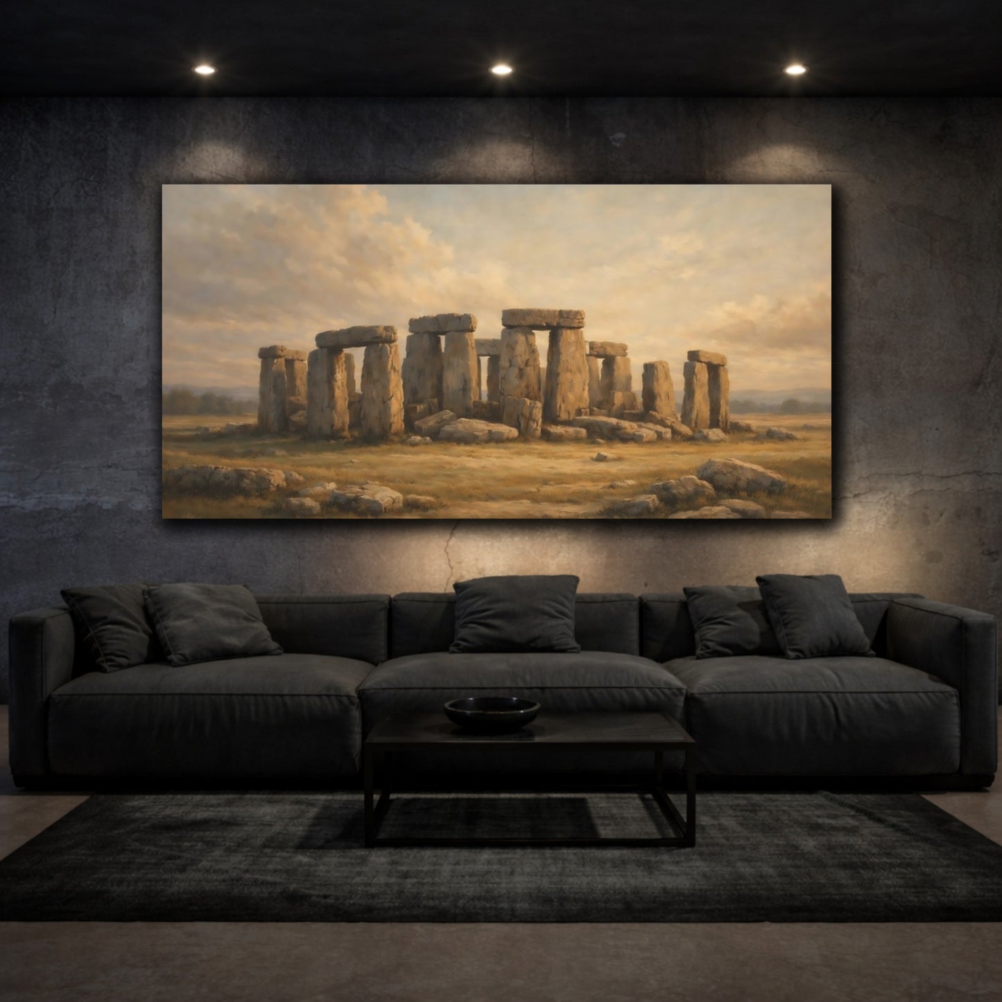 Mockup 2. Vintage Stonehenge Stonehenge Art shown as stretched canvas wall art