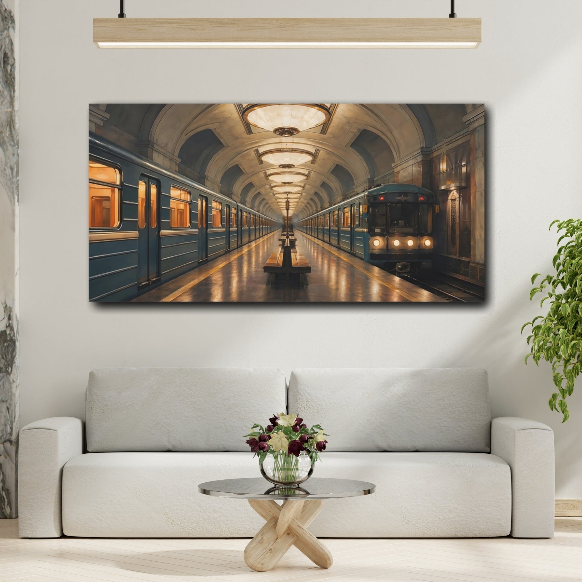 Mockup 3. Vintage Subway Station Vintage Subway shown as stretched canvas wall art