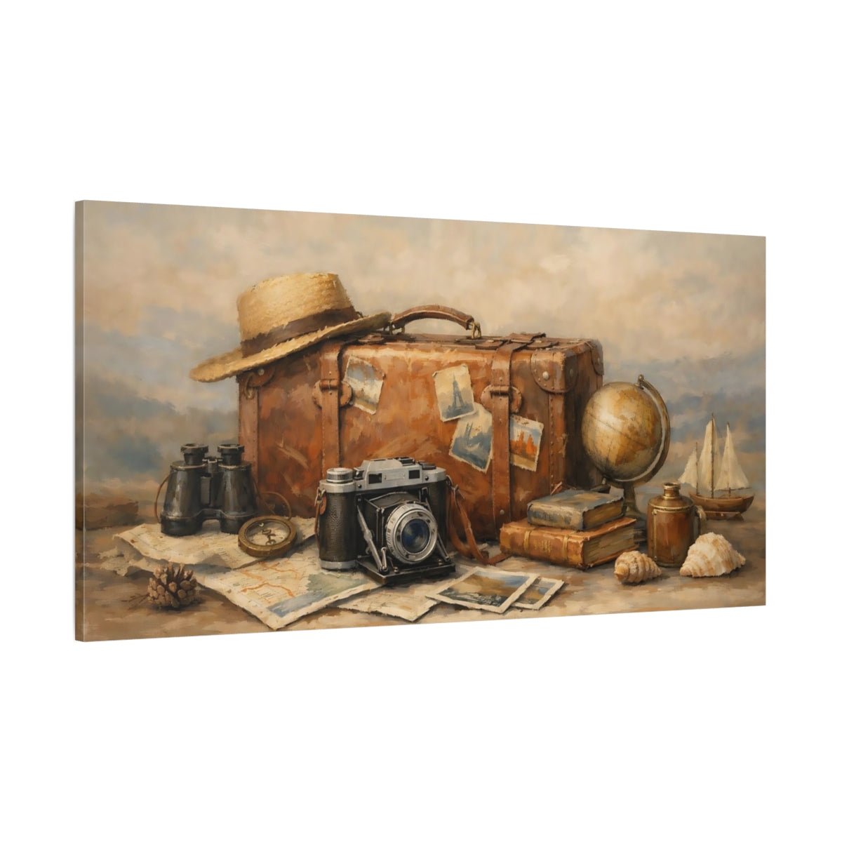 Vintage Suitcase Travel - Canvas Wall Art Print - YesArtYes