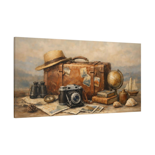 Vintage Suitcase Travel - Canvas Wall Art Print - YesArtYes