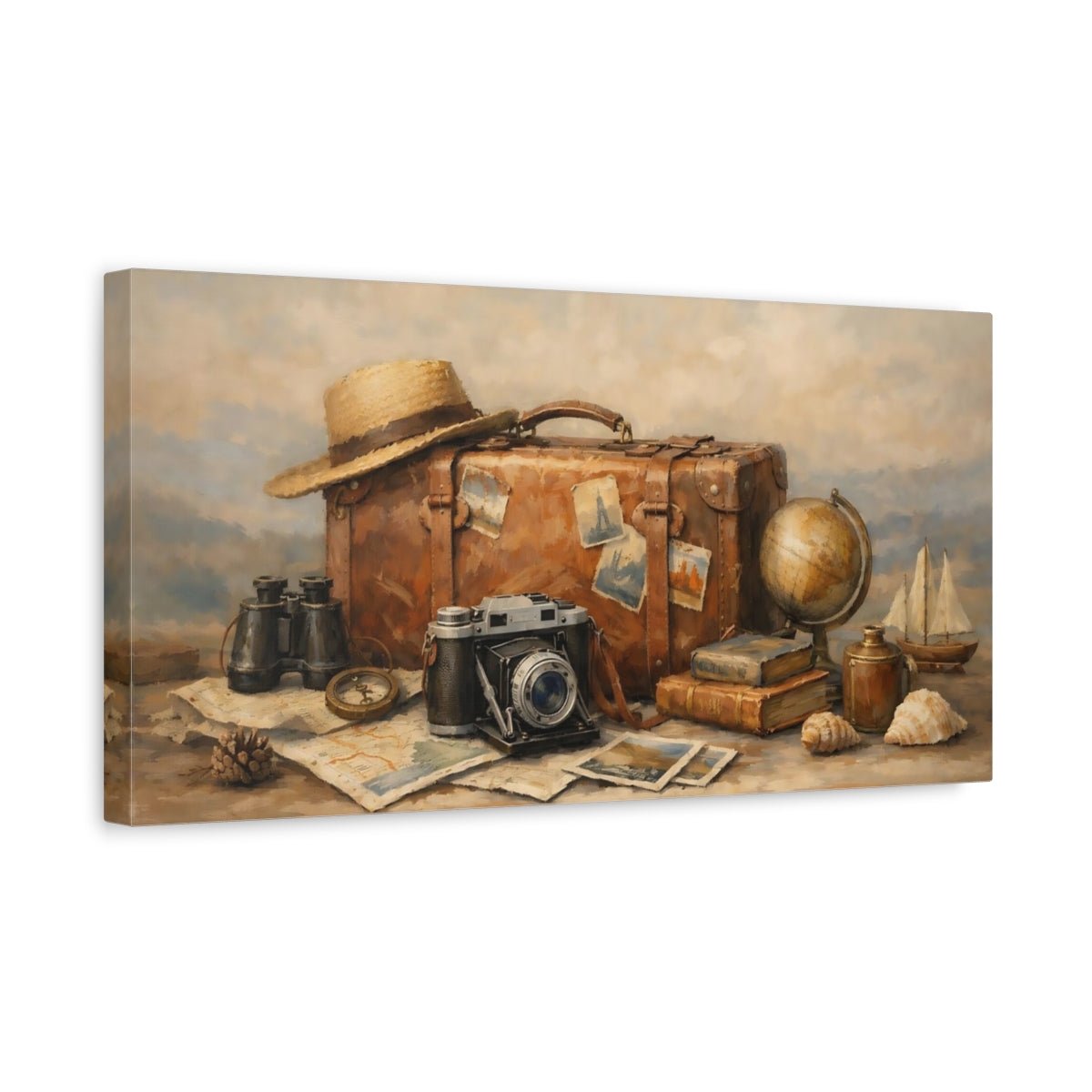 Vintage Suitcase Travel - Canvas Wall Art Print - YesArtYes