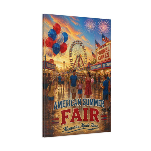 Vintage Summer Fair American Canvas Wall Art Print – Living Room Decor, Large - YesArtYes