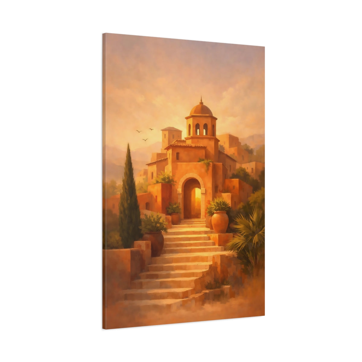 Vintage Terracotta Village Terracotta Village shown as stretched canvas wall art