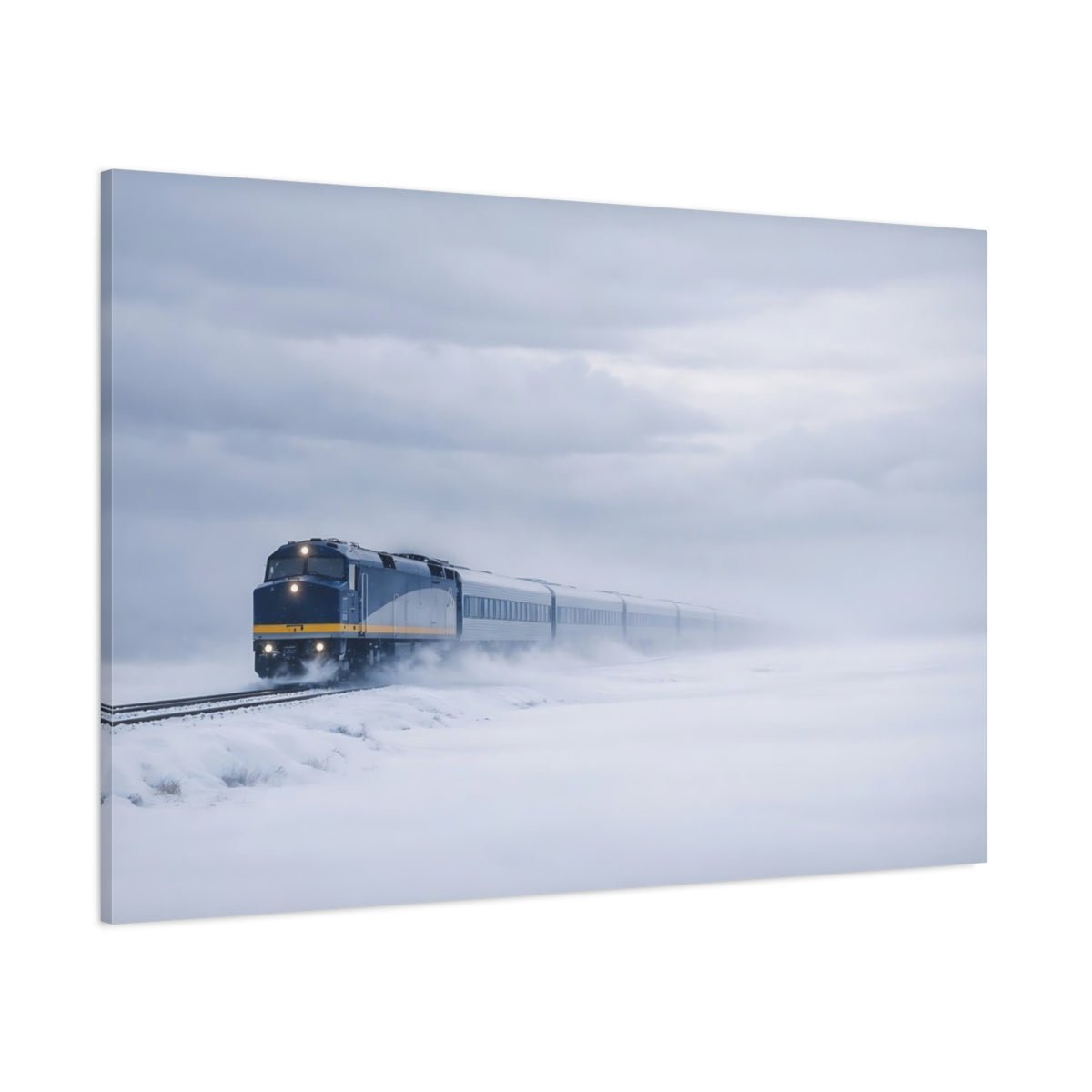 Vintage Train Winter Scene - Canvas Wall Art Print - YesArtYes