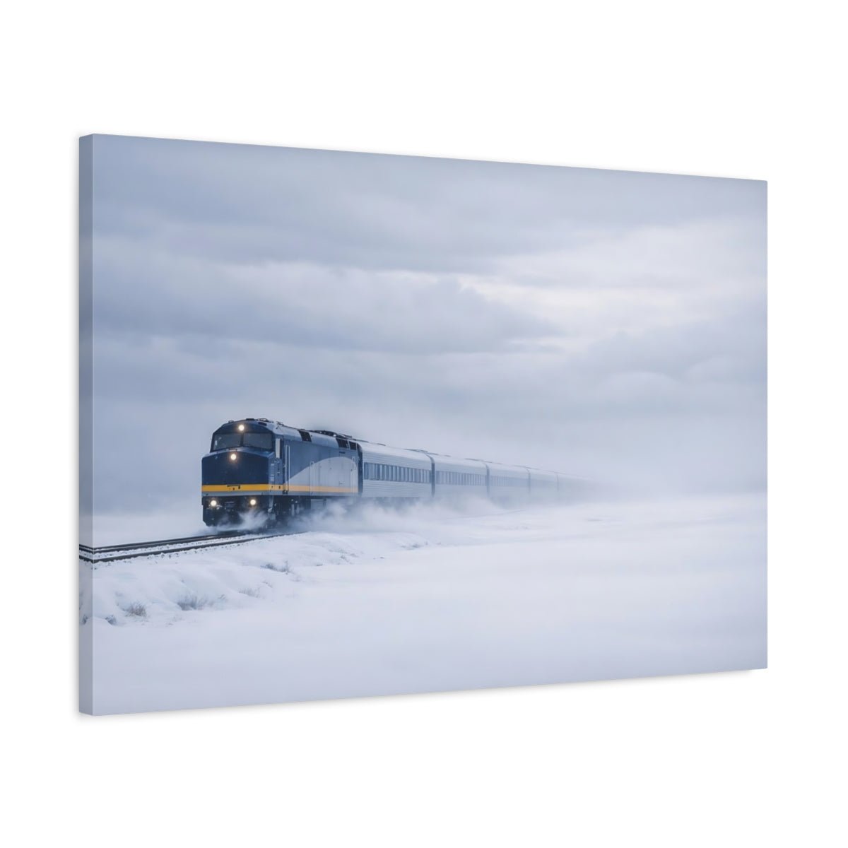 Vintage Train Winter Scene - Canvas Wall Art Print - YesArtYes