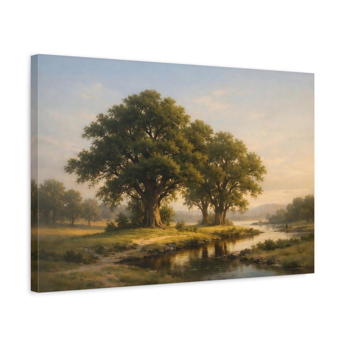 Vintage Trees River Landscape Nature - Canvas Wall Art Print - YesArtYes