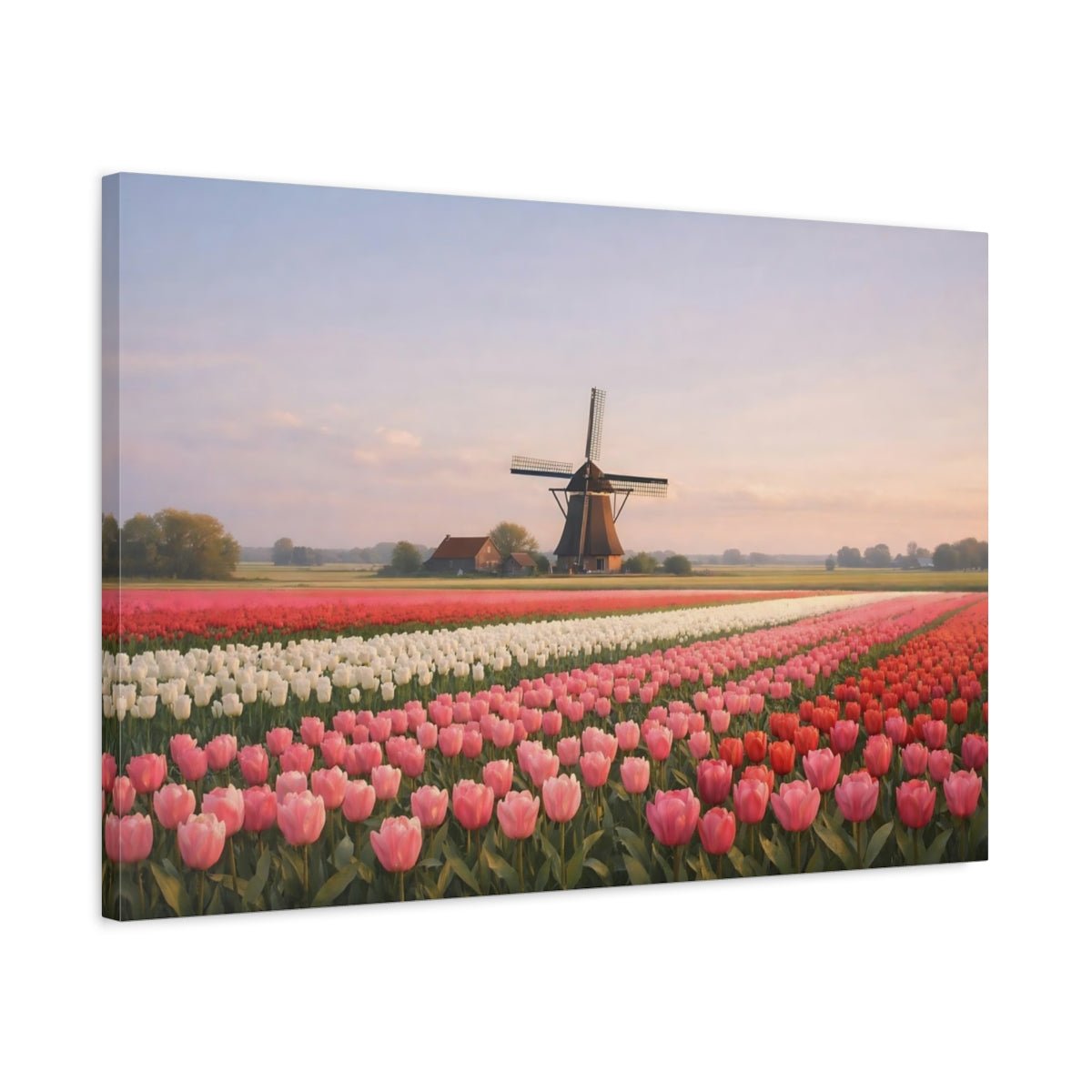 Vintage Tulip Field Nature - Canvas Wall Art Print - YesArtYes