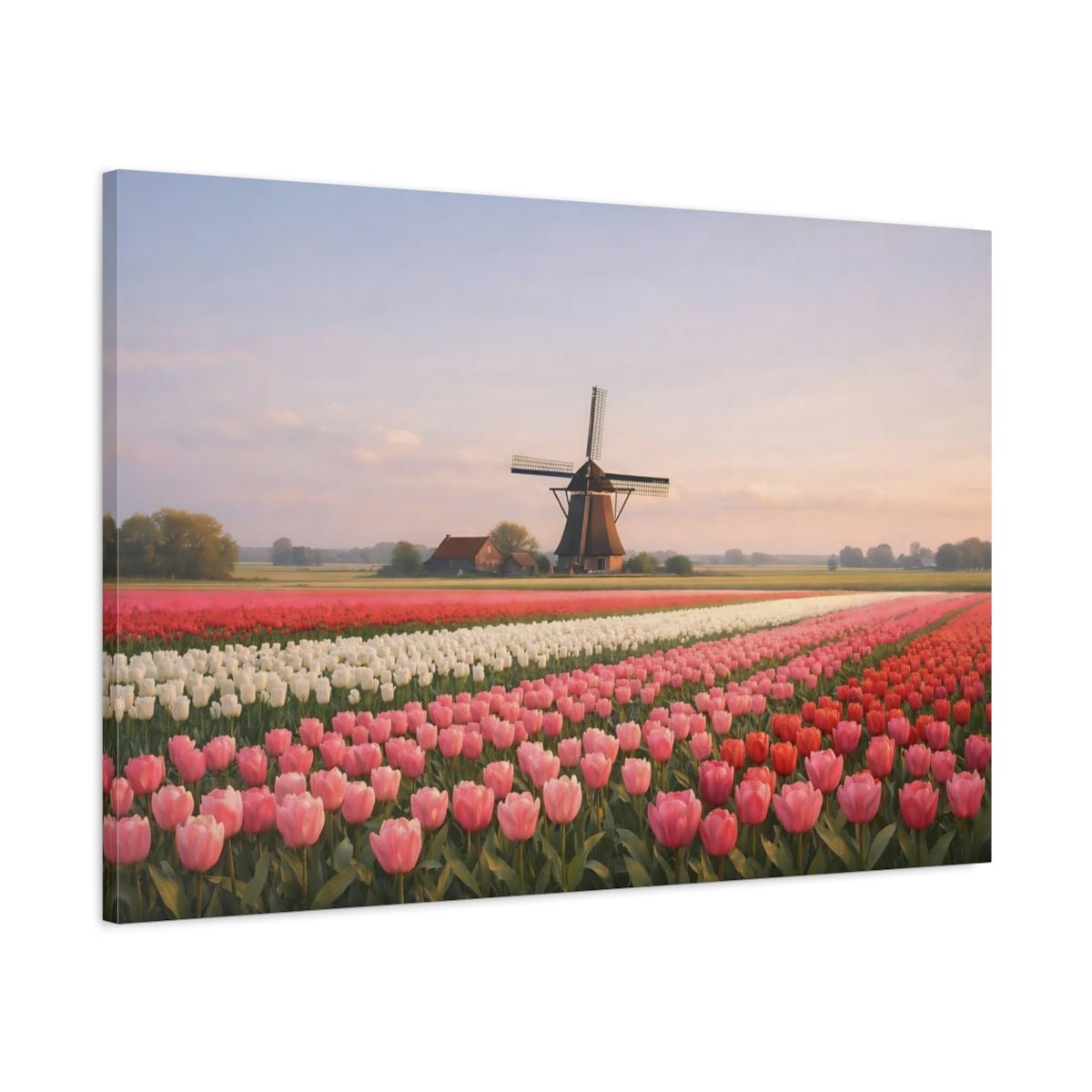 Vintage Tulip Field Nature - Canvas Wall Art Print - YesArtYes