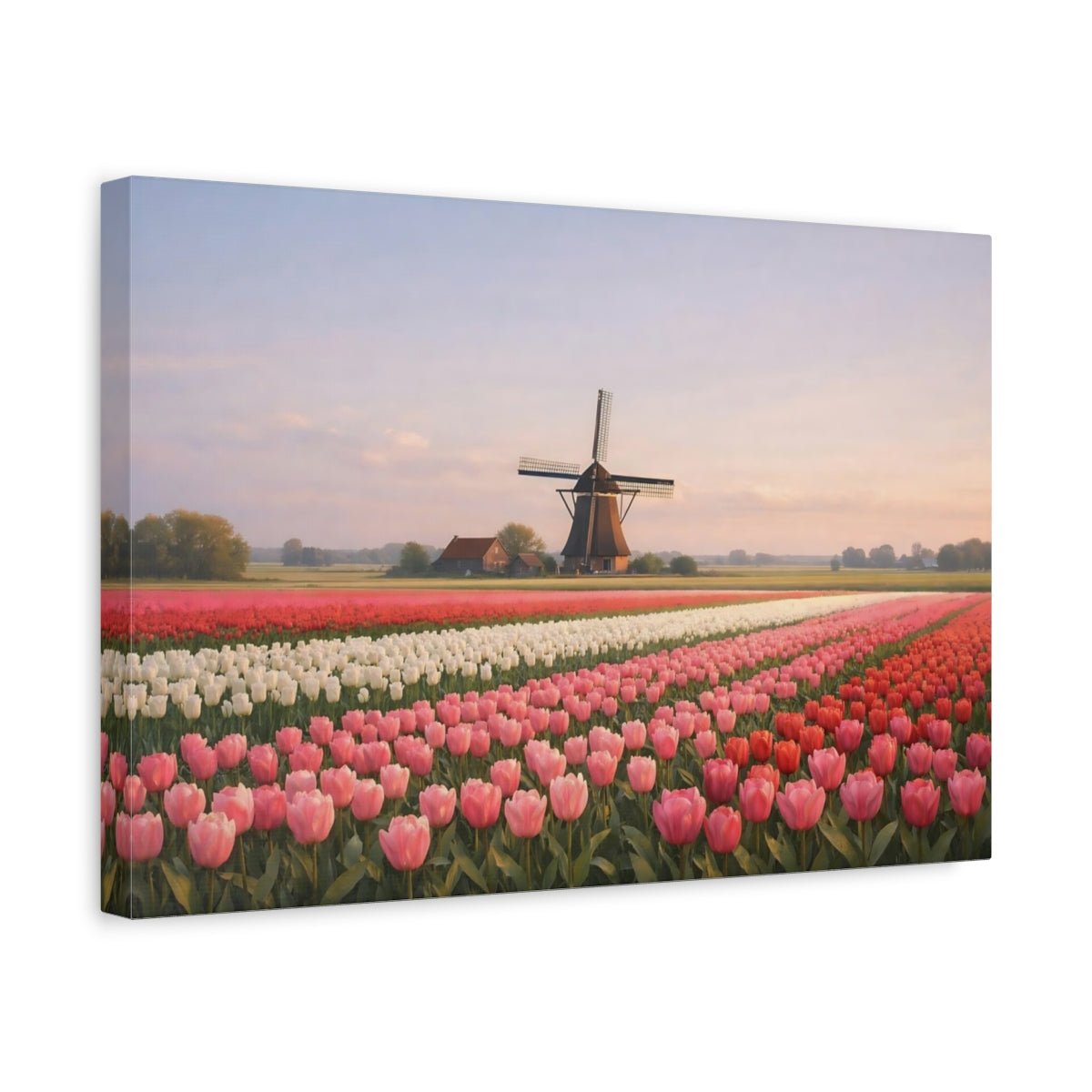 Vintage Tulip Field Nature - Canvas Wall Art Print - YesArtYes