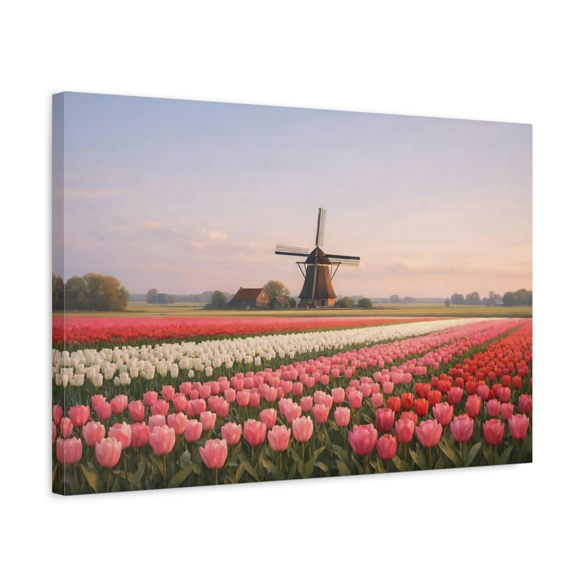 Vintage Tulip Field Nature - Canvas Wall Art Print - YesArtYes