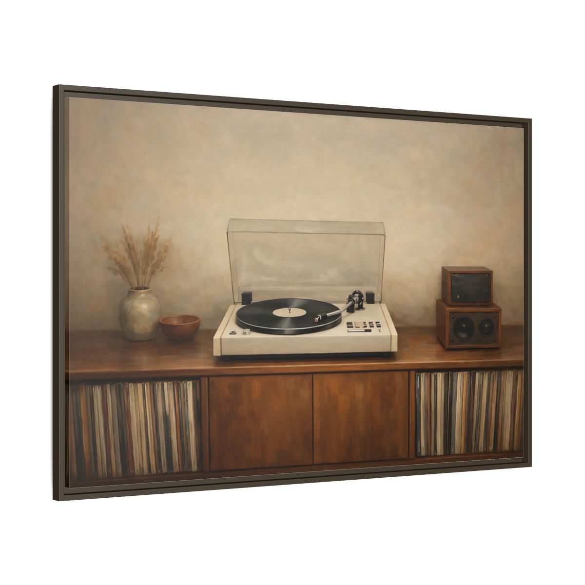 Main Mockup. Vintage Turntable Vintage Turntable shown as stretched canvas wall art