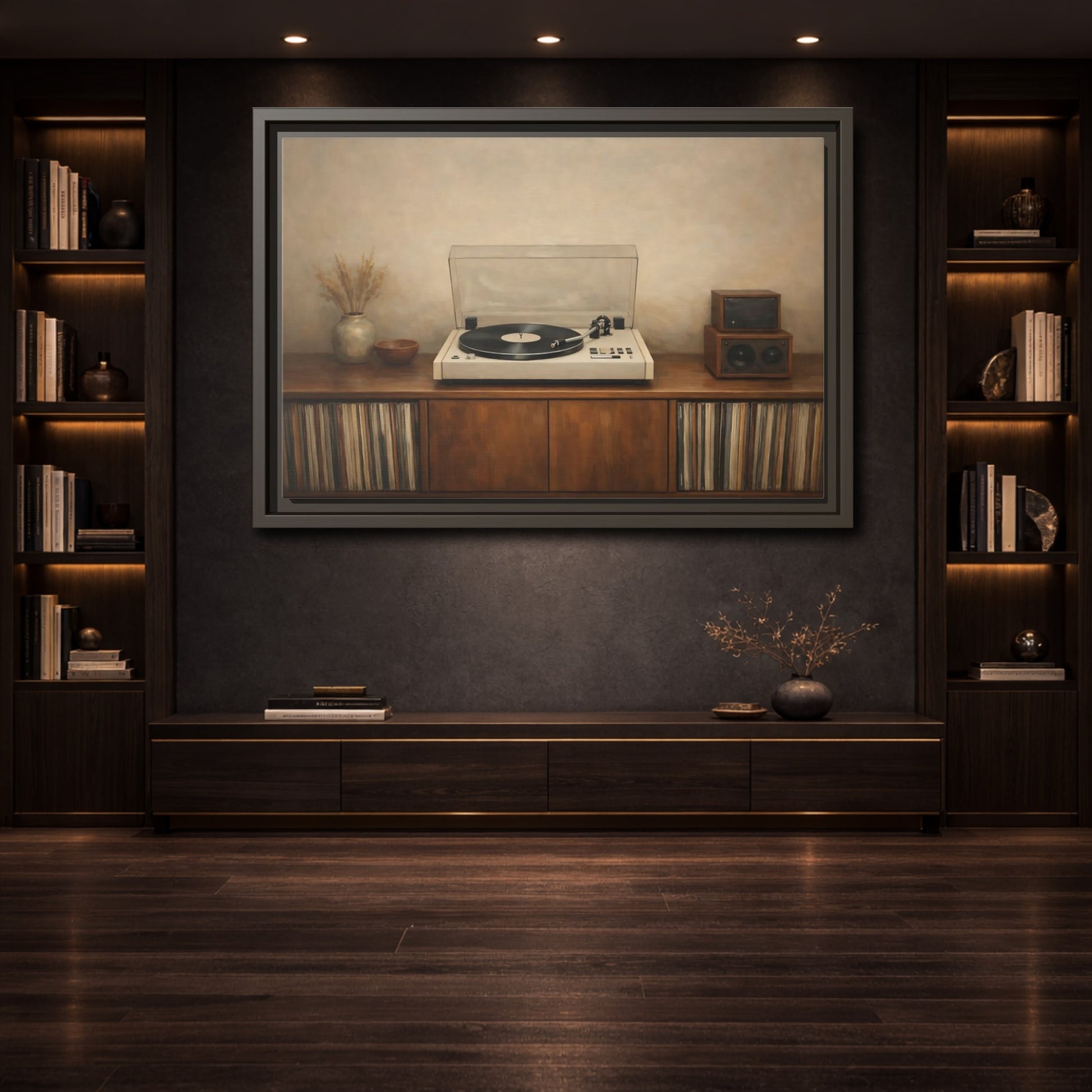 Mockup 3. Vintage Turntable Vintage Turntable shown as stretched canvas wall art