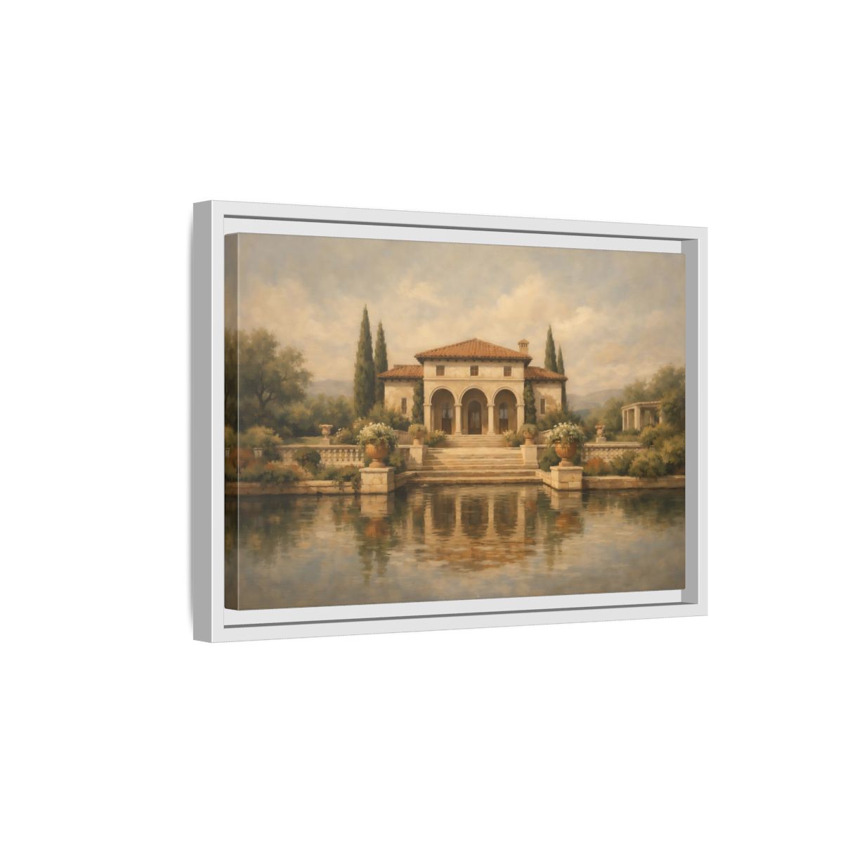 Side Mockup 4. Vintage Tuscan Villa Tuscan Landscape shown as stretched canvas wall art