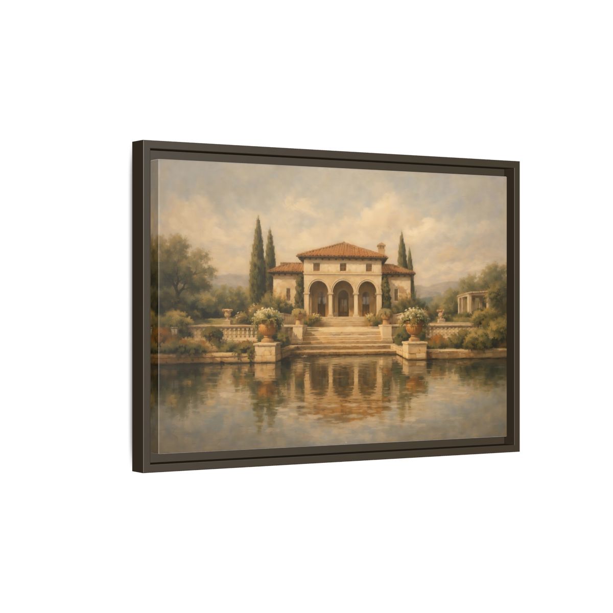 Side Mockup 2. Vintage Tuscan Villa Tuscan Landscape shown as stretched canvas wall art