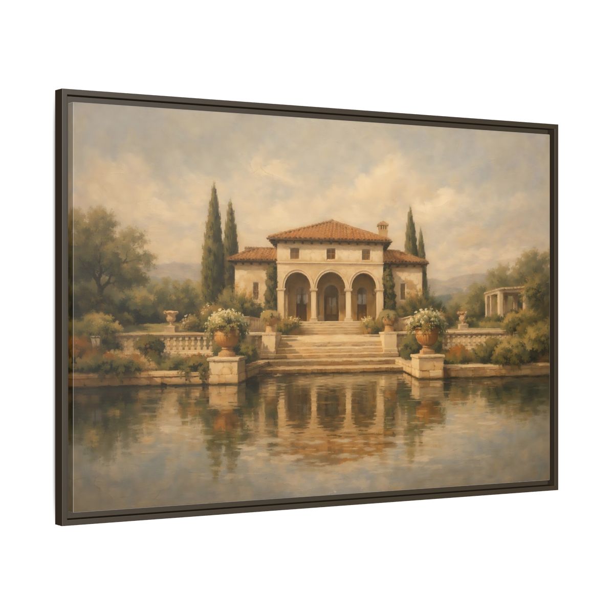 Main Mockup. Vintage Tuscan Villa Tuscan Landscape shown as stretched canvas wall art